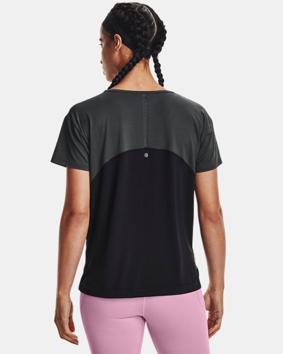 Haut à manches courtes et motif UA RUSH™ Energy Colorblock pour femme, Black, pdpMainDesktop image number 1